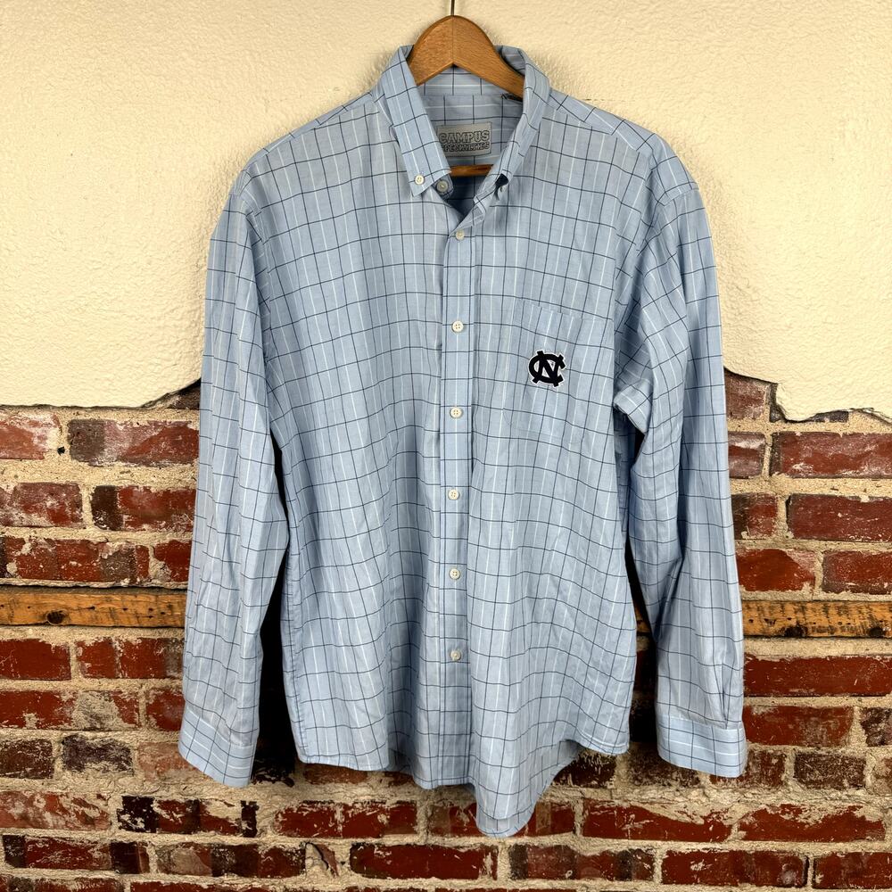 Vintage North Carolina UNC Tar Heels Shirt Sz XL Blue Long Sleeve Button Up NCAA